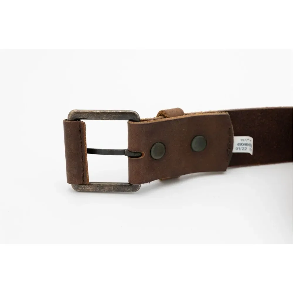 American‎ Eagle Brown Leather Belt Solid Brass Buckle Distressed 35”